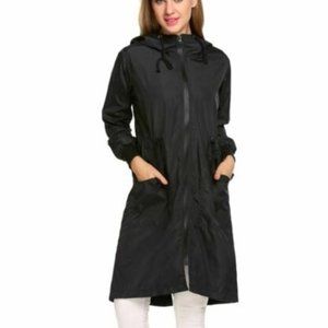 Women Waterproof Lightweight Zip Hoodie Raincoat A